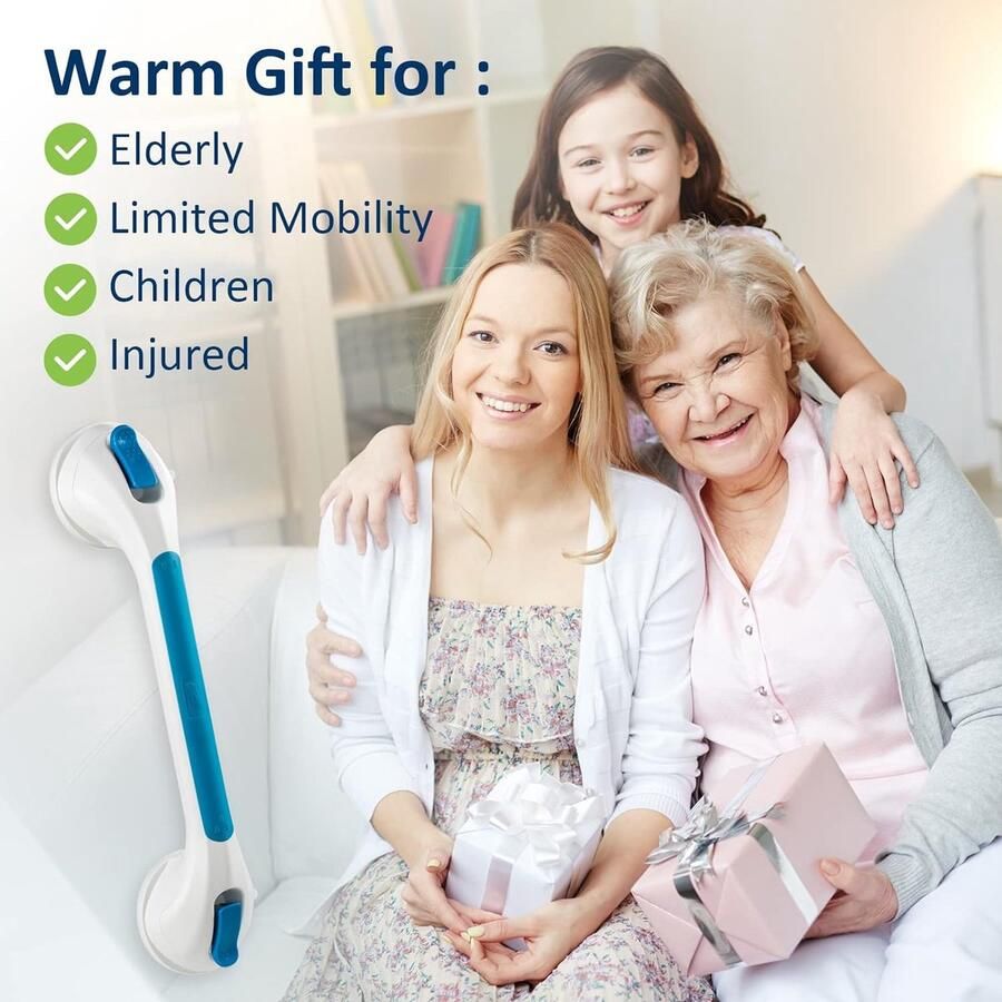 TAILI Handgrepen voor badkamer 2 stuks 43 cm douchehandgrepen zuigkracht MAX 109 KG veiligheidsdouchegrepen sterke handrails voor ouderen senior - Foto 2