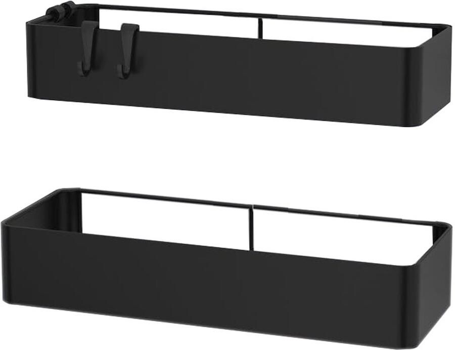 Badkamer Douche Caddy Set van 2 Wandplanken zonder boren Badkameropslag en organisatie 11 7 x 29 9 x 5 cm Zwart