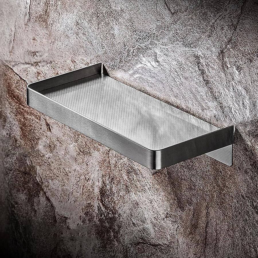 Badkamer Plank Rechthoekige Douche Caddy Opslag Organizer Nail Gratis Zelfklevend Roestvrij RVS Badkamer Accessoires Geborsteld Beside shelf