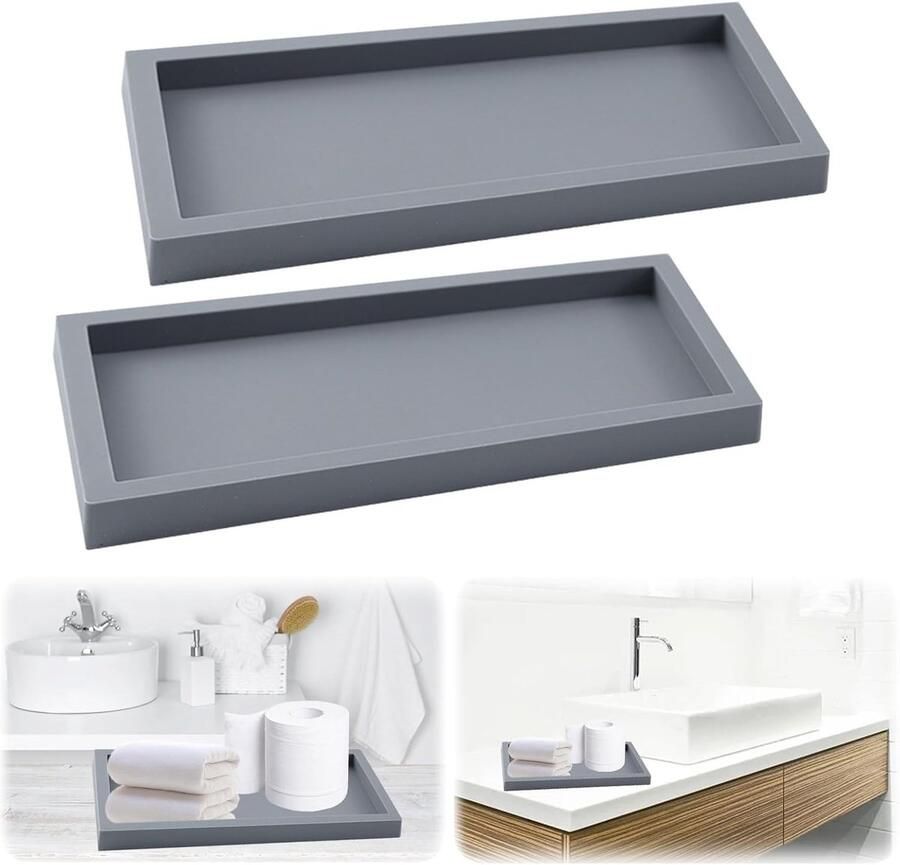 Badkamer Plateau Makeup Tafel Werkblad Organizer Keuken Spoelbak en Toilet Kom (Grijs)