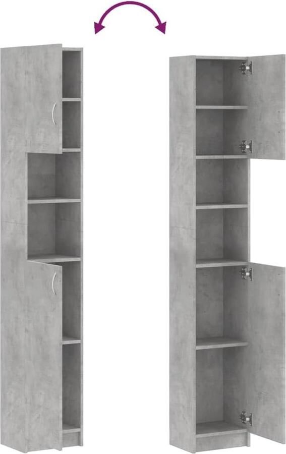 Badkamerkast badkamermeubel hoge kast opbergkast badkamerkast betongrijs 32 x 25 5 x 190 cm spaanplaat