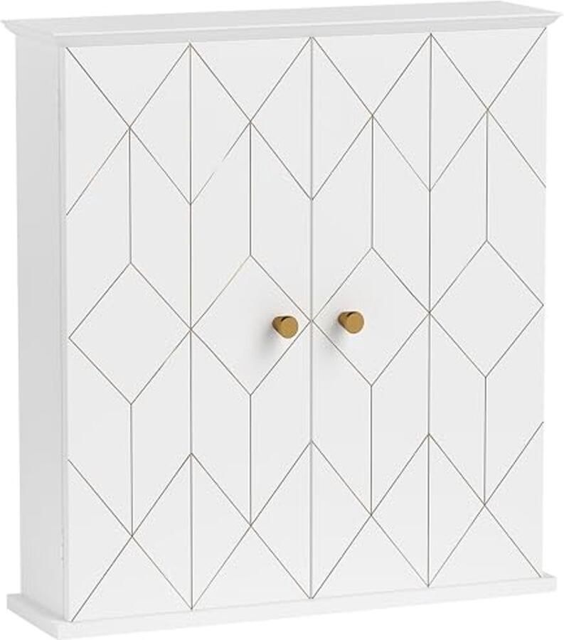 Badkamerkast Wandmontage met Verstelbare Plank en 2 Deuren Wit