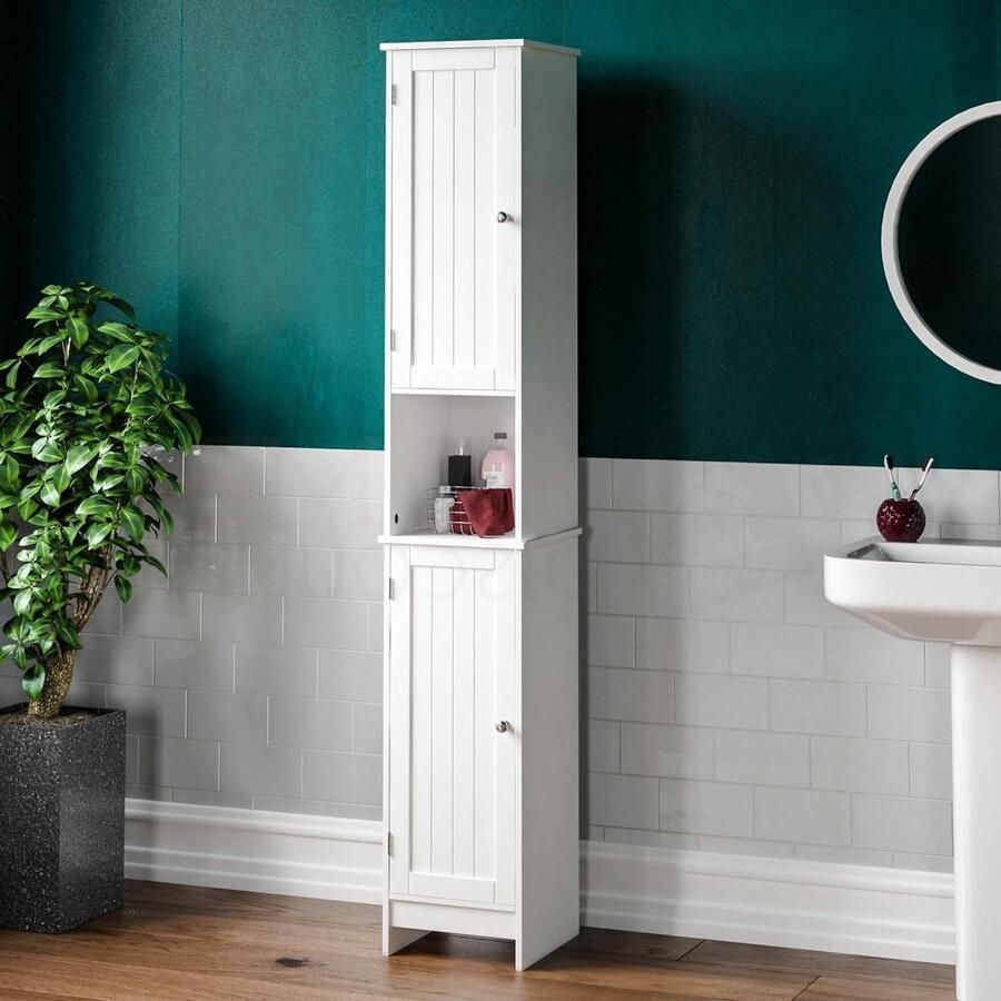Badkamerkasten hoog Priano Hoge kast met 2 deuren badkamer opslag badkamerkasten hoog