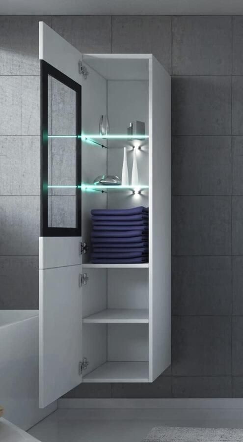 Badkamerkasten hoog Rio 131 cm hoogglans wit hoge-kast meubel badkamermeubel zijkast badkamerkasten hoge-kasten badkamerkasten hoog