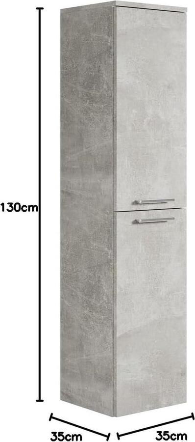 Badkamerkasten hoog Saturnus 130 cm grijs legkast hoge kast kastmeubel badkamerkasten hoog