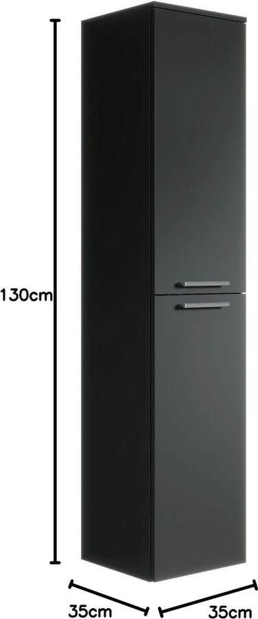 Badkamerkasten hoog Saturnus- Badkamerkast 130 cm Hoge kast met planken Zwart badkamerkasten hoog