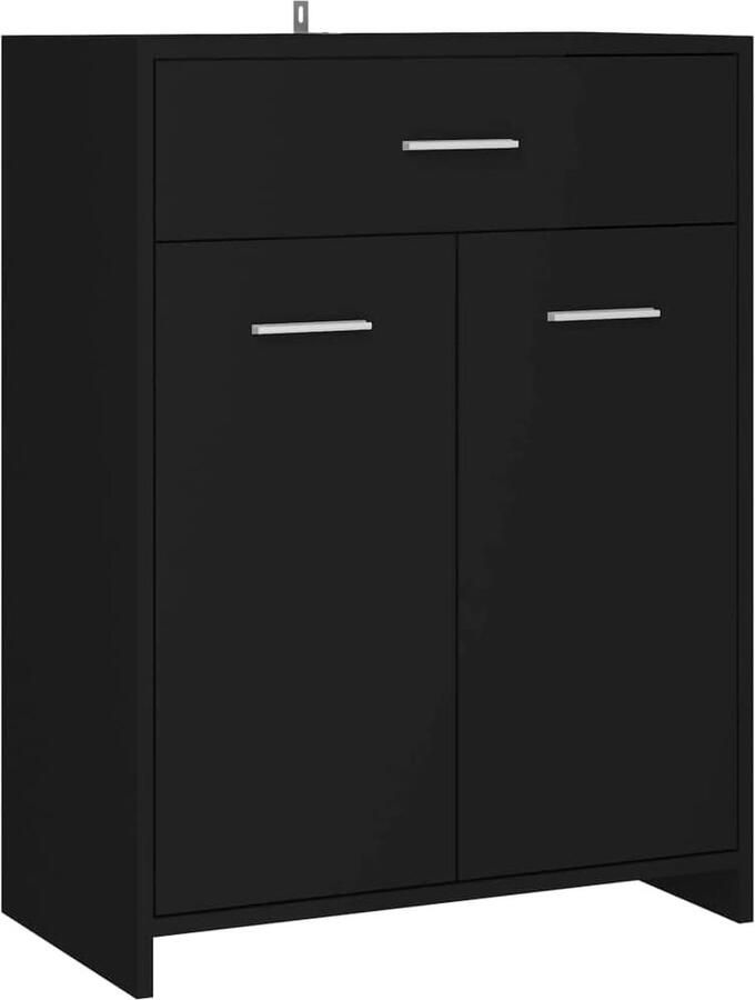 Badkamermeubel opbergkast staande opbergkast badkamerkast zwart 60 x 33 x 80 cm spaanplaat