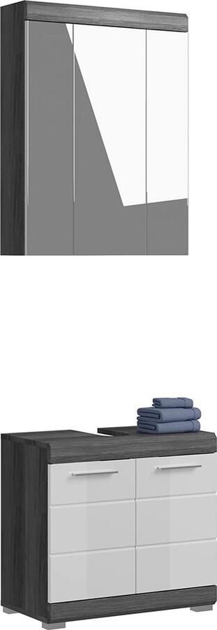 Rootz Living Rootz Badkamermeubelset Wastafelkast Houtmateriaal Glanzend Wit Front Ruimtebesparend FSC Gecertificeerd Duurzaam 120cm x 45cm x 60cm