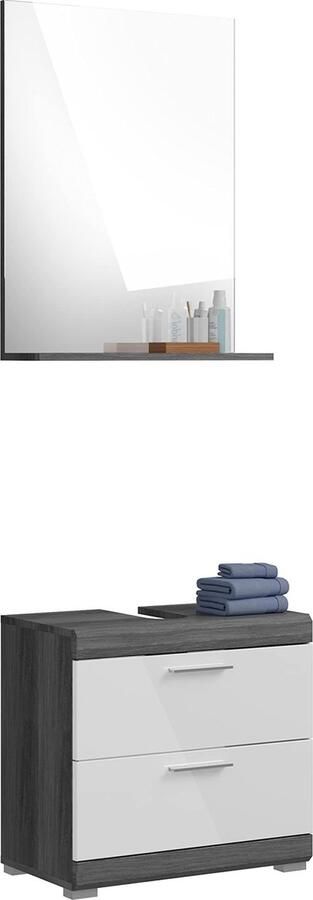 Rootz Living Rootz Badkamermeubelset Wastafelkast Wandspiegel Houtmateriaal Wit Hoogglans Front Modern Design FSC Gecertificeerd 120cm x 45cm x 60cm