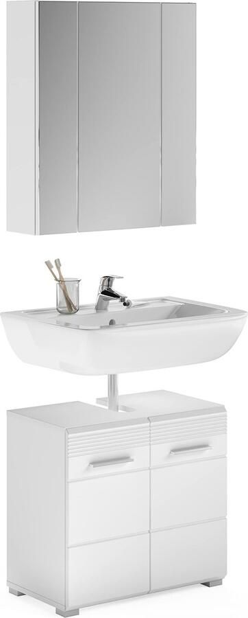 Rootz Living Rootz Badkamermeubelset Wastafelonderkast Spiegelkast Houtmateriaal Wit Milieuvriendelijk 120 cm x 50 cm x 180 cm