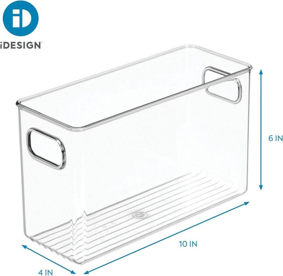 Badkamerorganizer middelgrote plastic ladedoos met handgrepen transparant (pak van 2)