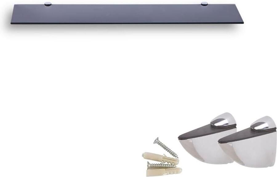 Badkamerplank van 6 mm ESG-veiligheidsglas Glazen wandrek Verschillende maten Zwart 60x178 cm