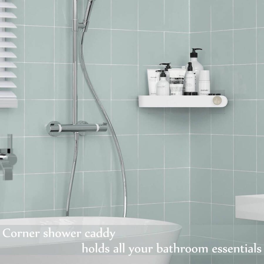 Badkamerrek wandrek badkamer plank douchemand badkamer organizer doucheplank plank voor badkamer 1 pack - Foto 2