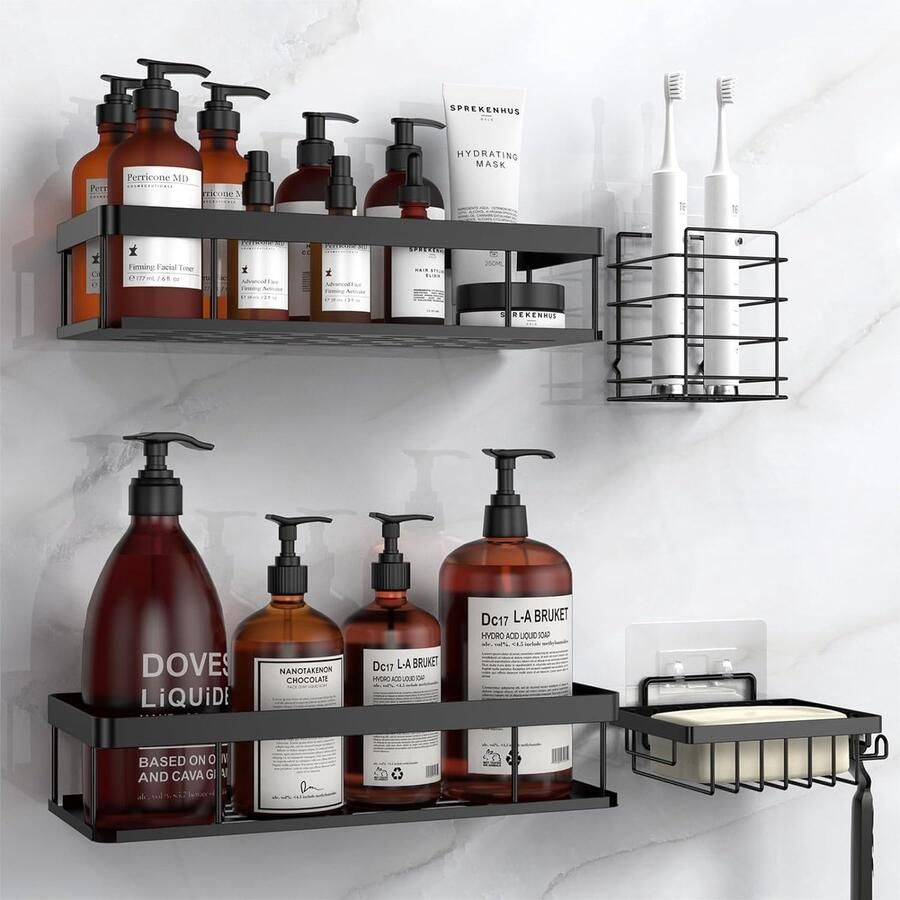 Badkamerrek wandrek badkamer plank douchemand badkamer organizer doucheplank plank voor badkamer 4 Pack