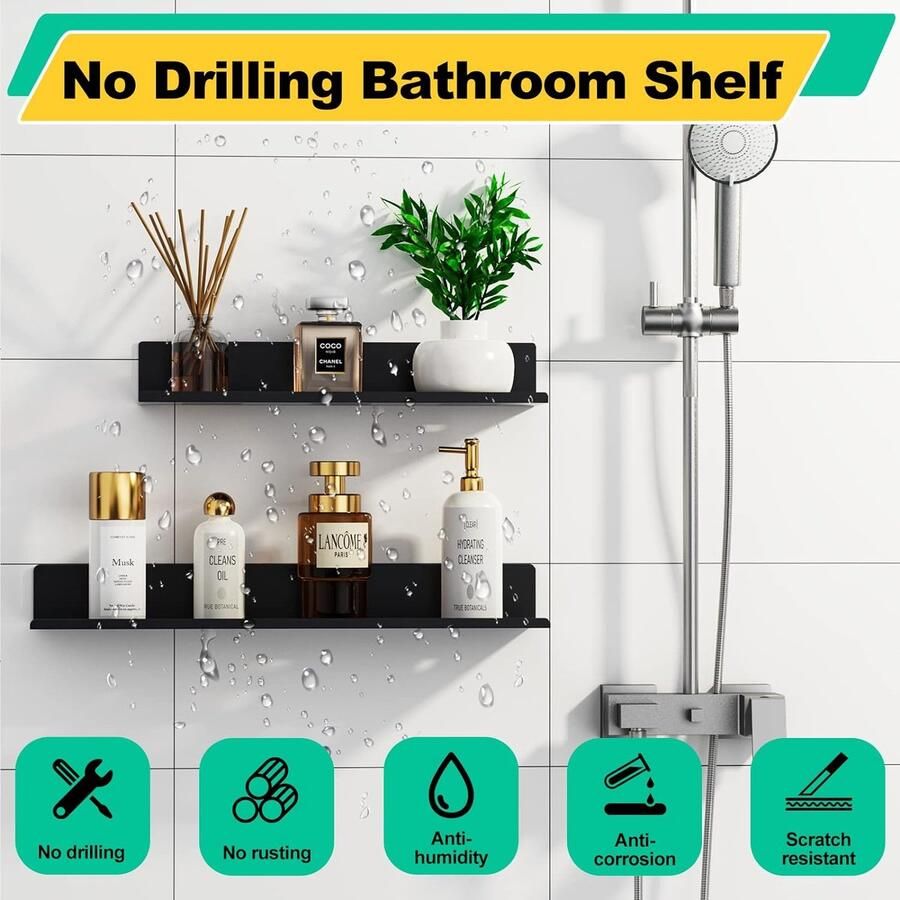 Badkamerrek wandrek badkamer plank douchemand badkamer organizer doucheplank plank voor badkamer set of 2