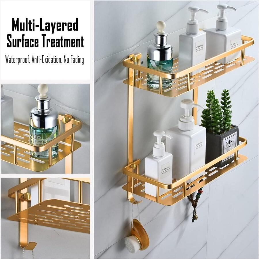 Badkamerrek wandrek badkamer plank douchemand badkamer organizer doucheplank plank voor badkamer 2 Pieces