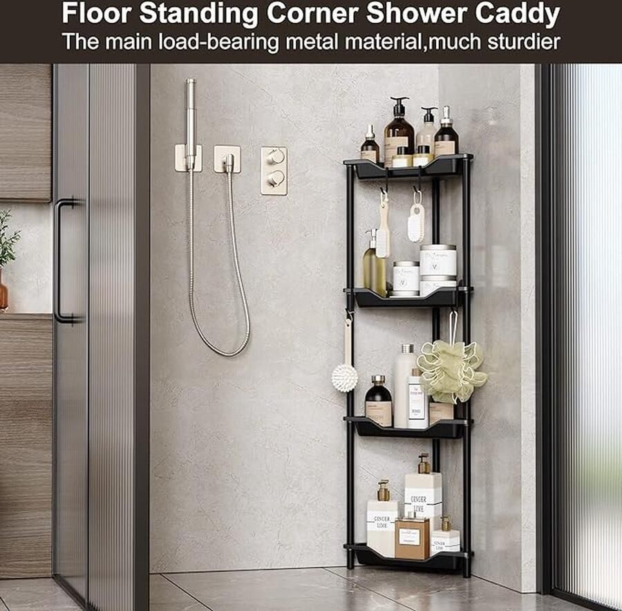 Badkamerrek wandrek badkamer plank douchemand badkamer organizer doucheplank plank voor badkamer 27.5D x 27.5W x 103H centimetres