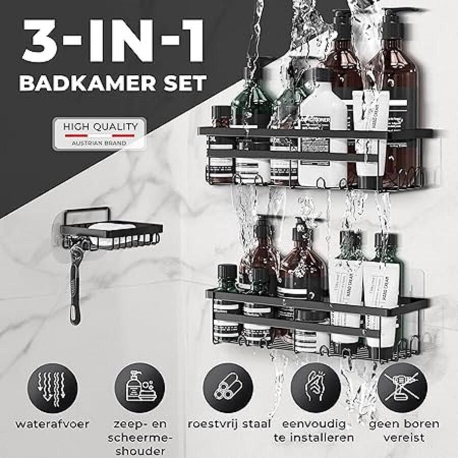 Badkamerrek wandrek badkamer plank douchemand badkamer organizer doucheplank plank voor badkamer 12.5D x 32W x 8.2H centimetres