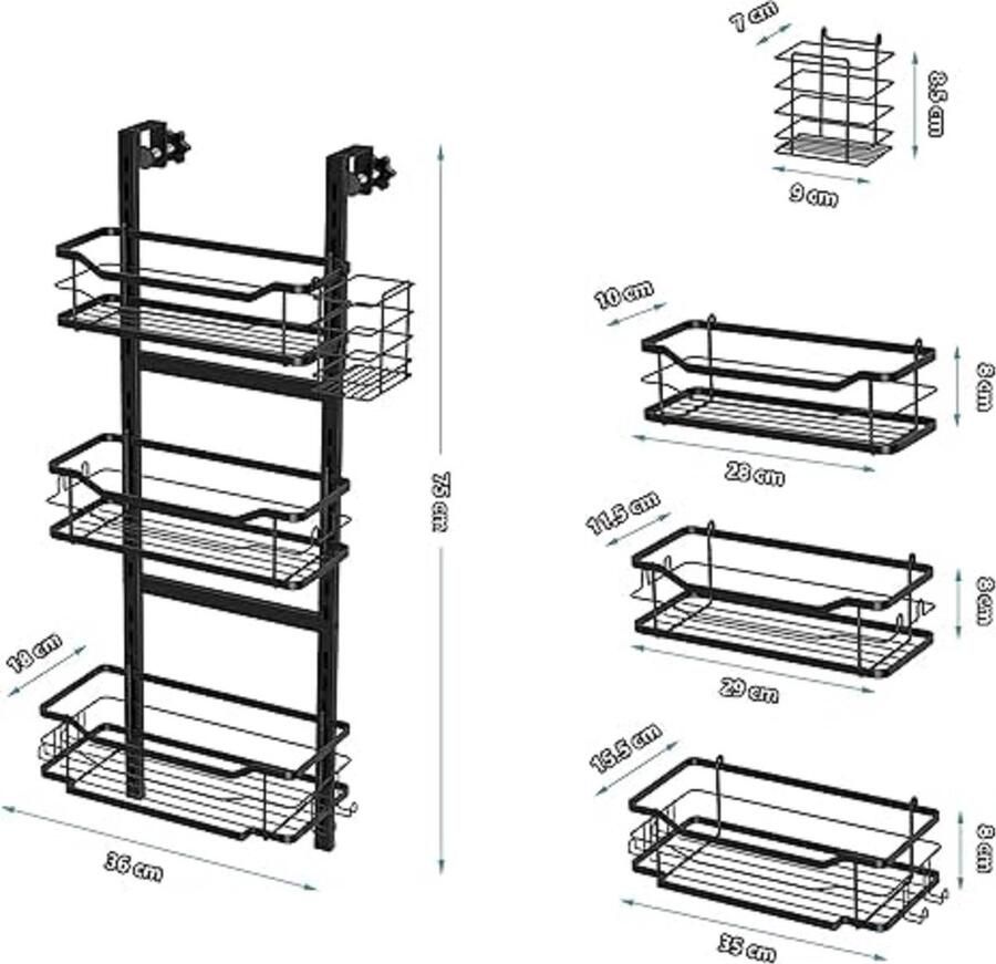 Badkamerrek wandrek badkamer plank douchemand badkamer organizer doucheplank plank voor badkamer 18D x 36W x 75H centimetres