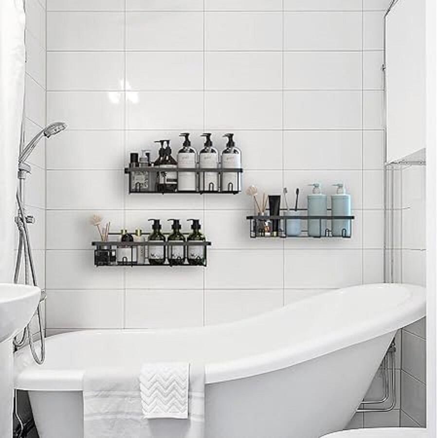 Badkamerrek wandrek badkamer plank douchemand badkamer organizer doucheplank plank voor badkamer 14D x 33W x 5H centimetres 3