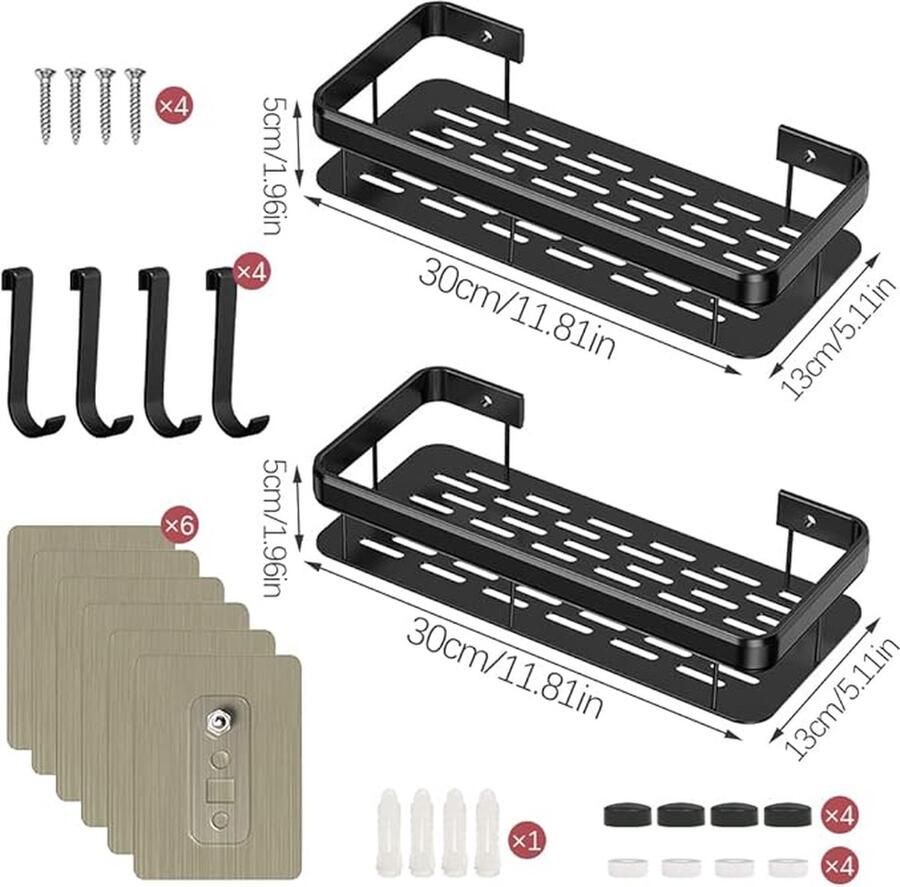 Badkamerrek wandrek badkamer plank douchemand badkamer organizer doucheplank plank voor badkamer 13D x 30W x 5H centimetres 2
