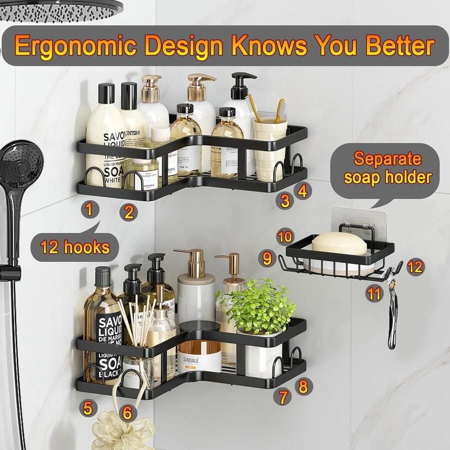 Badkamerrek wandrek badkamer plank douchemand badkamer organizer doucheplank plank voor badkamer 3 Pack