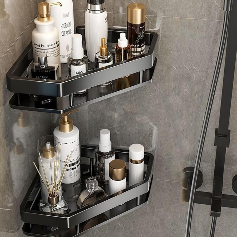 Badkamerrek wandrek badkamer plank douchemand badkamer organizer doucheplank plank voor badkamer (2 Pieces)