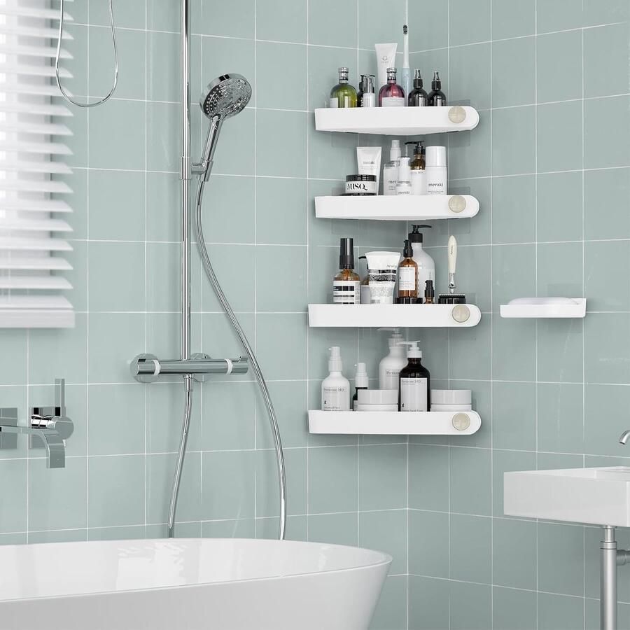 Badkamerrek wandrek badkamer plank douchemand badkamer organizer doucheplank plank voor badkamer 4 Pack White