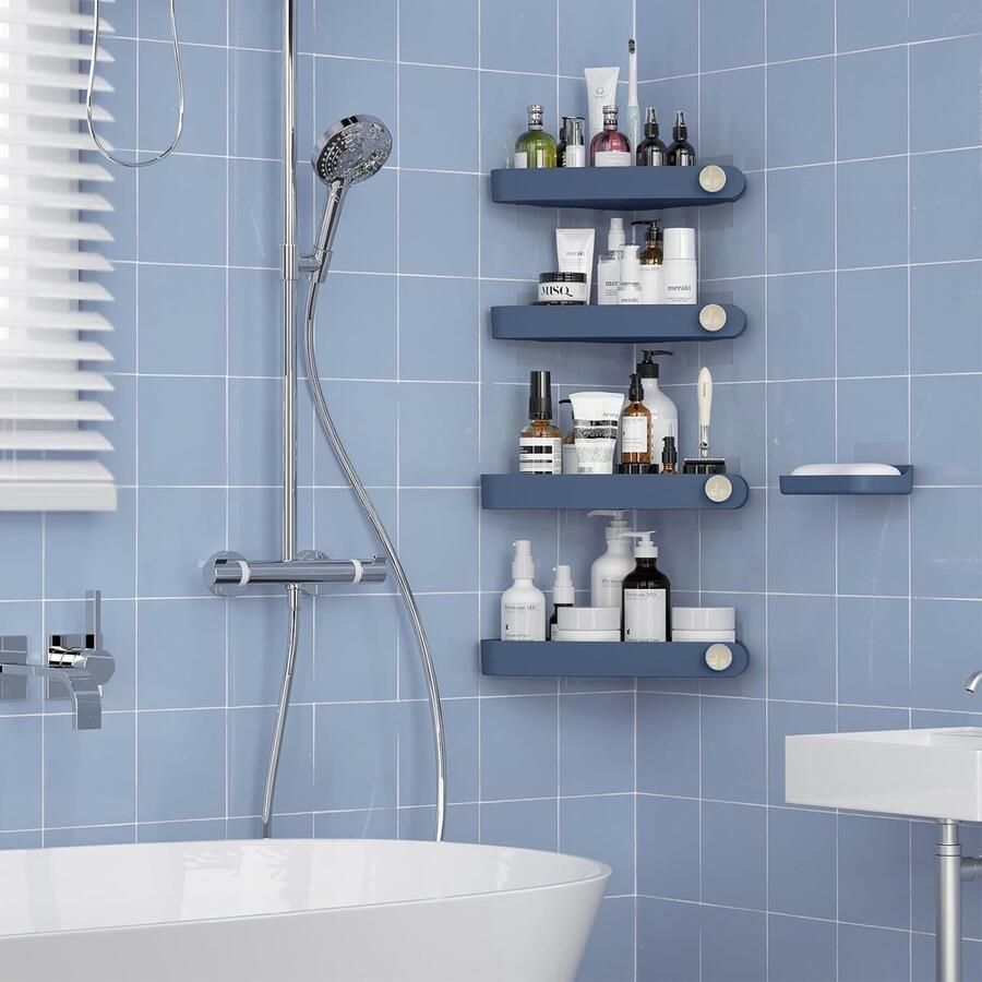 Badkamerrek wandrek badkamer plank douchemand badkamer organizer doucheplank plank voor badkamer 4 Pack navy