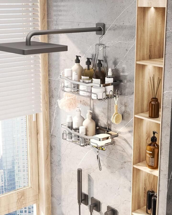 Badkamerrek wandrek badkamer plank douchemand badkamer organizer doucheplank plank voor badkamer 2 shelves