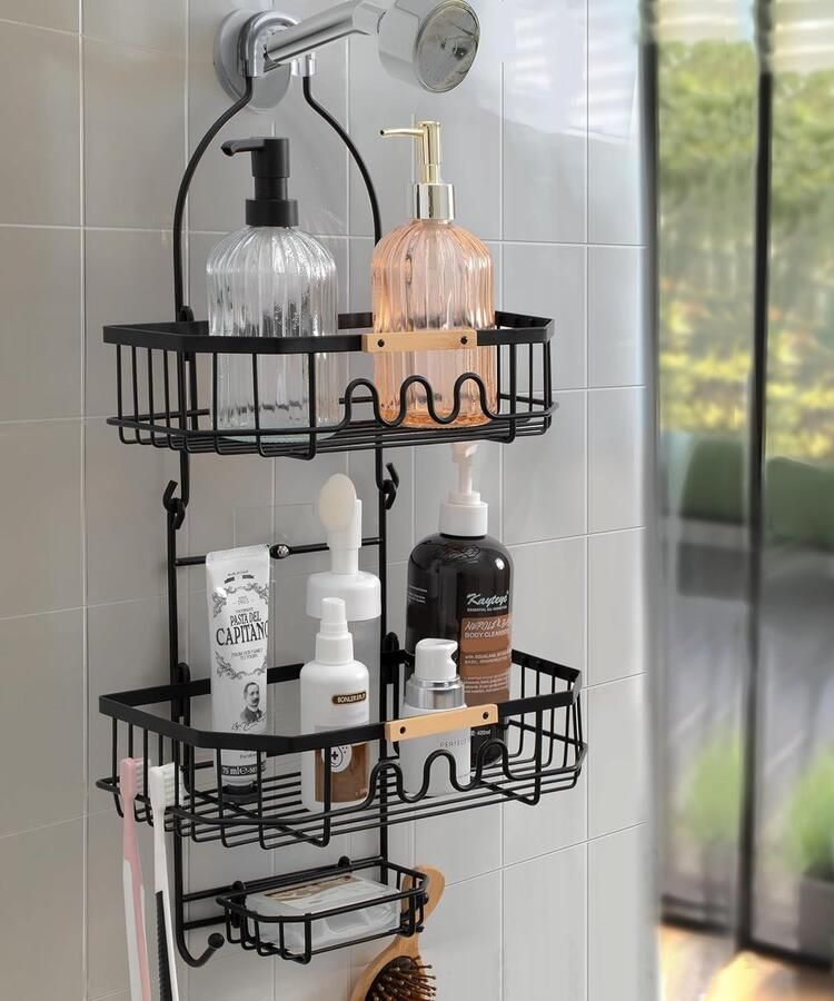 HMTM badkamerrek wandrek badkamer plank douchemand badkamer organizer doucheplank plank voor badkamer 15 3D x 29B x 57 6H centimeter