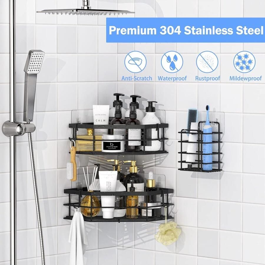 Badkamerrek wandrek badkamer plank douchemand badkamer organizer doucheplank plank voor badkamer (3Pack)