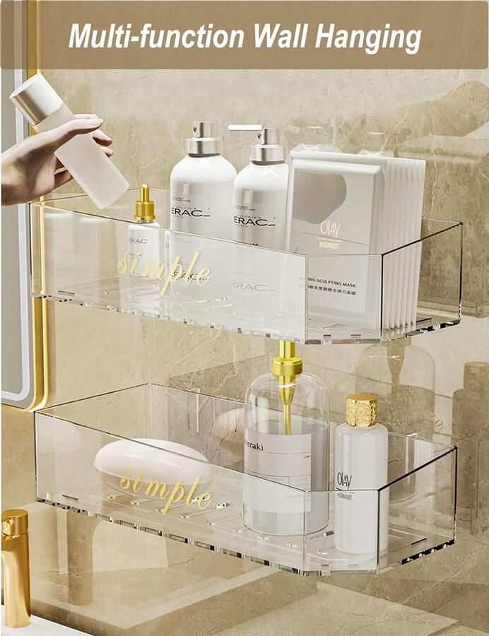 Badkamerrek wandrek badkamer plank douchemand badkamer organizer doucheplank plank voor badkamer Pack of 2