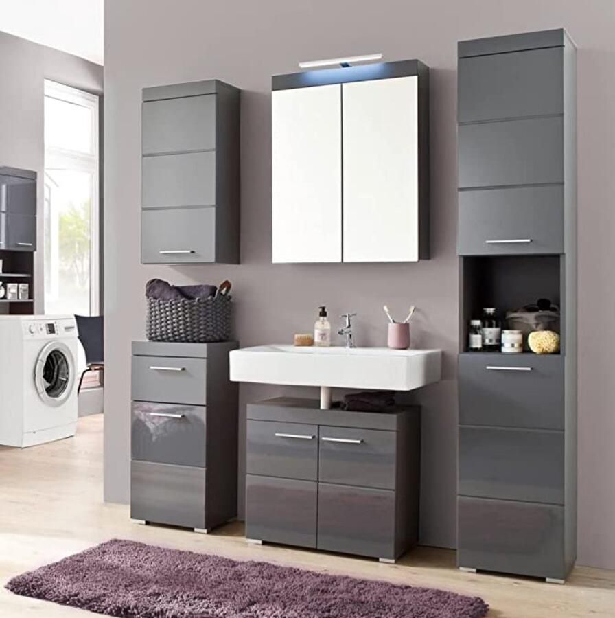 Rootz Living Rootz Badkamerset Badkamerkasten Hoogglans 163 x 190 x 34 cm