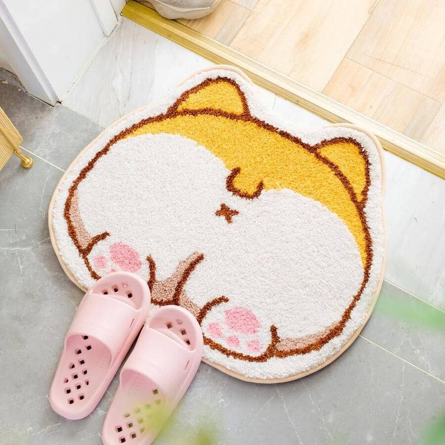Badmat antislip microvezel badkamertapijt zacht waterabsorberend dik ruig vloerkleed machinewasbaar 50 x 60 cm hond