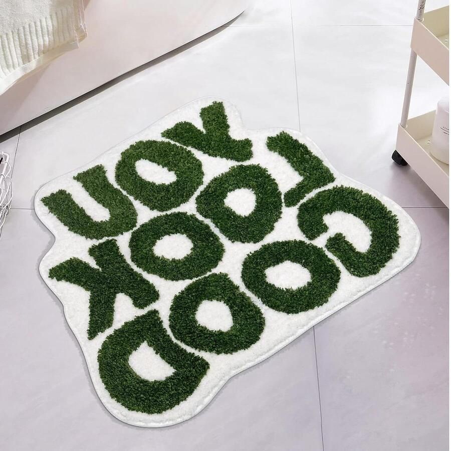 Badmat antislip waterdicht en onregelmatige badmat antislip machinewasbaar voor keukendeuren badkamervloeren nachtkastjes 54 x 64 cm (groen)