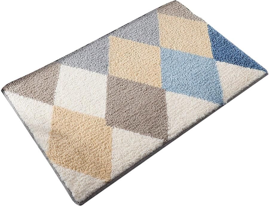 Badmat Zacht Polyester Microvezel Vloerkleed Antislip Waterabsorberend Deurmat Machinewasbaar Badkamermat Entree Deurmat voor Thuiskantoor Ruit 60*90cm