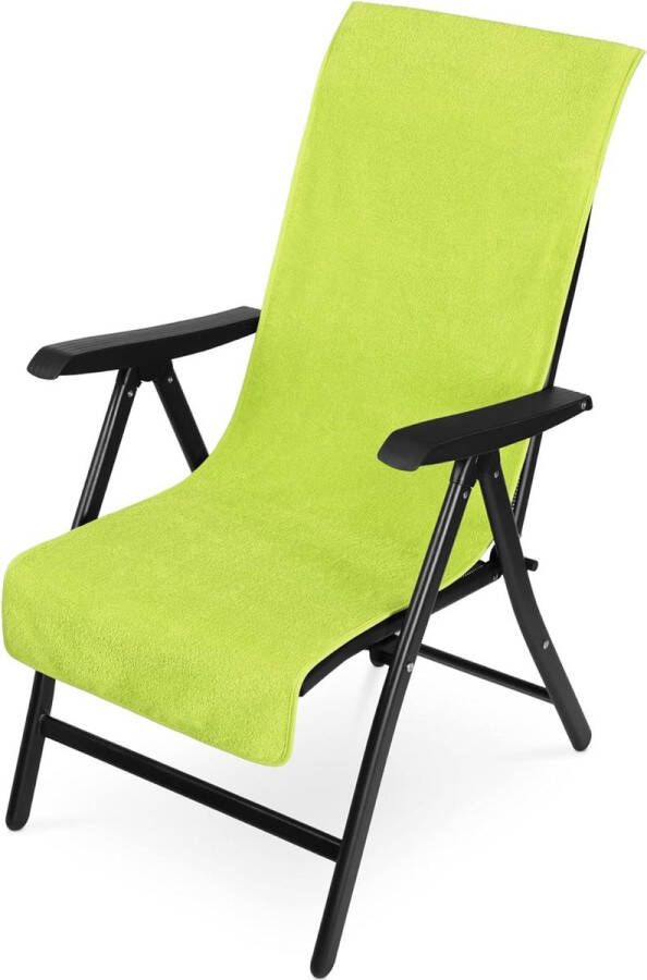 Badstof hoes voor tuinstoel 60 x 130 cm stoelkussen met capuchon wasmachinebestendig kussens voor hoge rugleuning groen