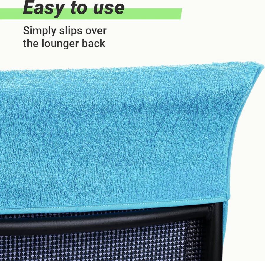 Badstof hoes voor tuinstoel 60 x 130 cm stoelkussen met capuchon wasmachinebestendig kussens voor hoge rugleuning turquoise