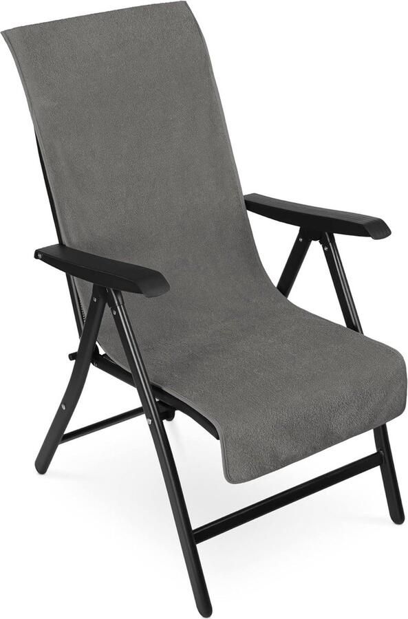 Badstof hoes voor tuinstoel en ligstoel en als strandstoelhoes van 100% katoen ca. 65 x 130 cm antraciet