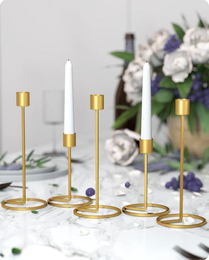 Seizoen Kandelaar Set 5 Stuks IJzeren Kaarslichthouder Bruiloft Kerst Tafel Middelpunt Decoratie Gouden Kandelaars voor Feest Diner gold candle holders