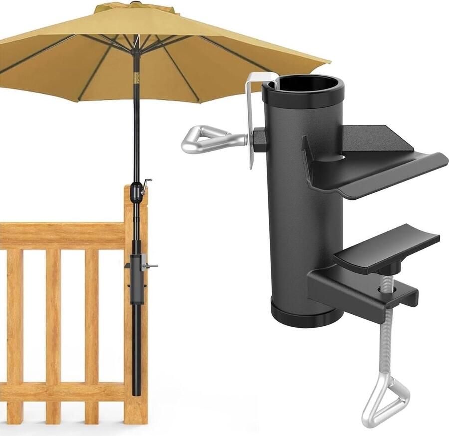 Balcony Railing Umbrella Stand & Parasol Holder for Patio Beach and Sun Lounger Universal