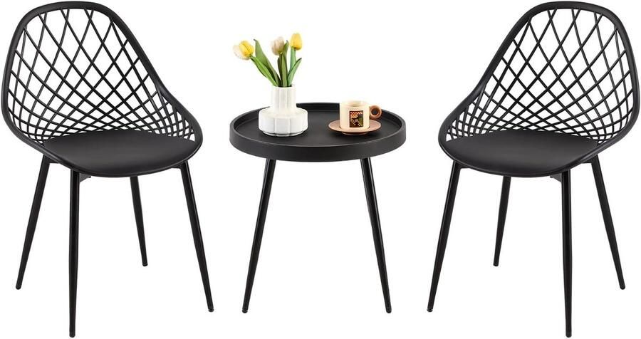 Balkonmeubelset Tuintafel met 2 Stoelen en Loungestoel voor Kleine Balkons en Terrassen