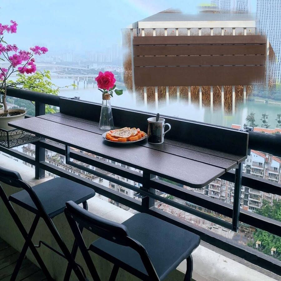 Balkontafel om op te hangen klaptafel metaal in hoogte verstelbaar aluminium inklapbaar wandtafel leuning terras voor buiten tuin kantoor patio (kleur: curry)