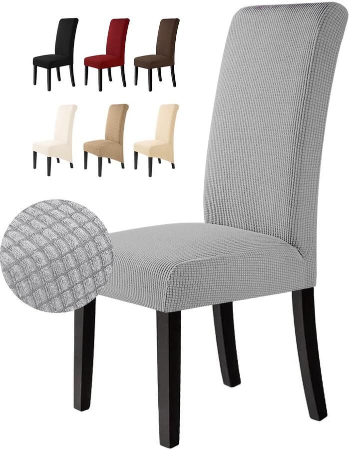 Azomor Elastische zilvergrijze stoelhoezen set van 2 voor gelegenheden