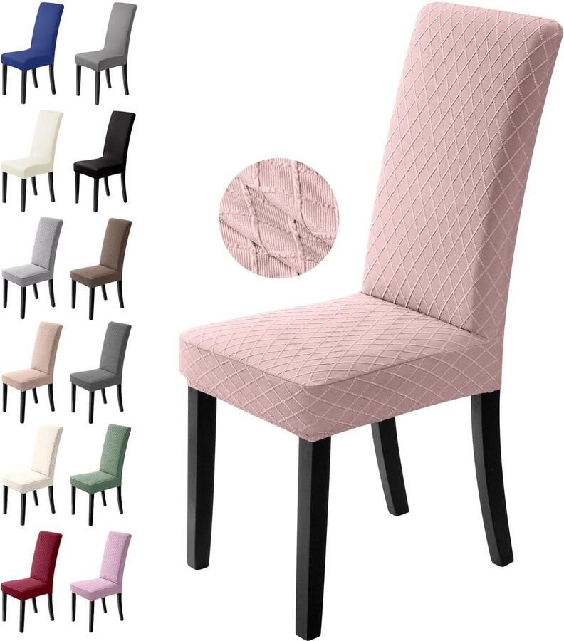 Ibenzoa Stretch Stoelhoes Set van 6 Stukken Universeel Roze Elastische Stoelhoezen voor Eetkamerstoelen Hotel Banket Kantoor