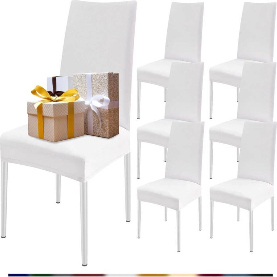 BalladHome Stoelhoezen voor eetkamerstoelen elastisch modern universeel voor restaurant hotel banket party decoratie (wit set van 6)