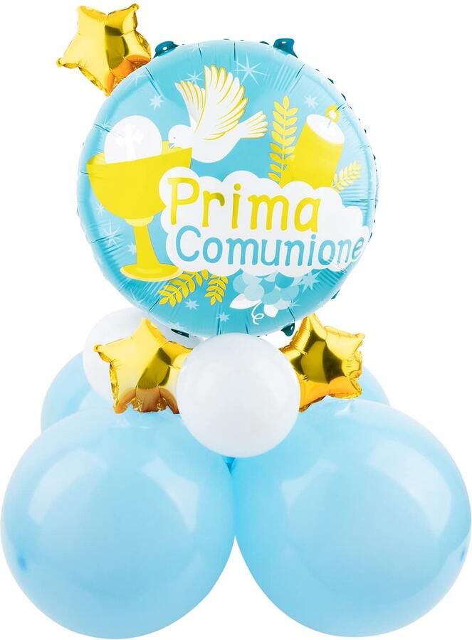 Balloons table decoration communion child inscription first communion blue table decoration party guest gifts communion christening baby shower