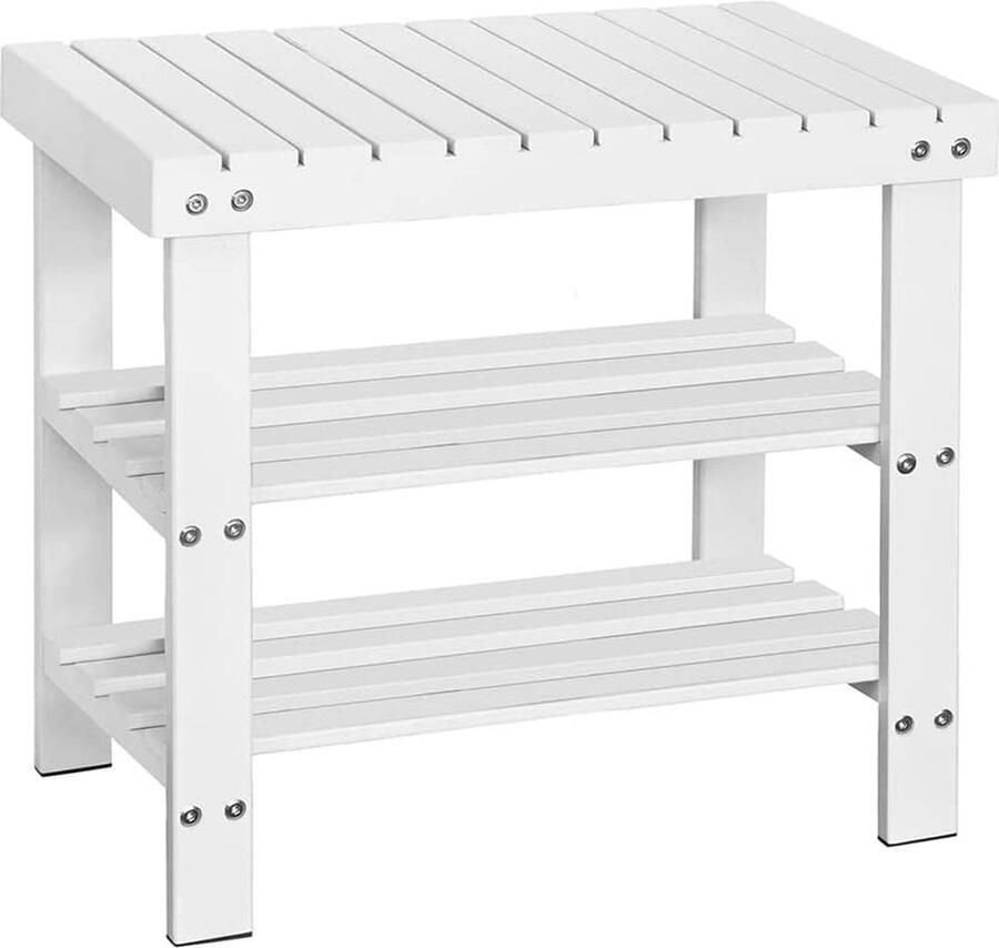 Bamboe 2-laags schoenenrek Schoenenbank Badkamerplank B50 x D29 x H46cm