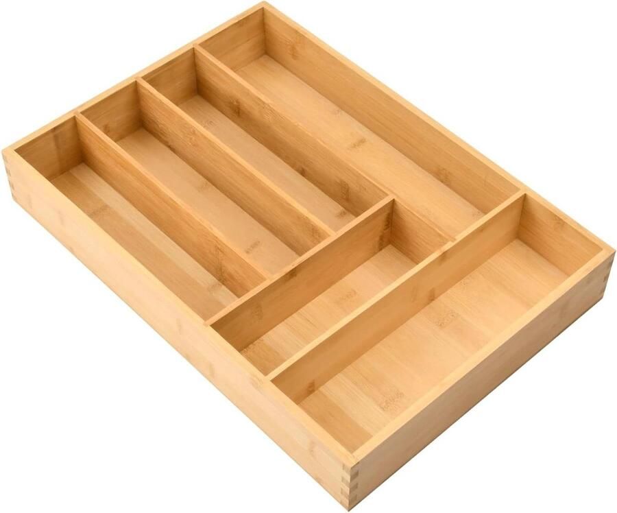 Bamboe bestekbak 43x30x6 cm Grote 6 compartimenten houten organizer Keukenlade invoegen Houten gebruiksvoorwerpenhouder Kookgerei opbergkoffer
